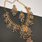 Goddess Lakshmi Multi Stones Green beads Short Guttapusalu Necklace