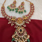 Kempu Ganesha CZ Green Beads Rice Pearls Guttapusalu Necklace