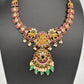 Kempu Ganesha CZ Green Beads Rice Pearls Guttapusalu Necklace