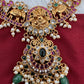 Kempu Ganesha CZ Green Beads Rice Pearls Guttapusalu Necklace