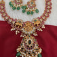 Kempu Ganesha CZ Green Beads Rice Pearls Guttapusalu Necklace