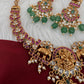 Kempu Ganesha CZ Green Beads Rice Pearls Guttapusalu Necklace