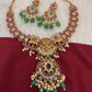 Kempu Ganesha CZ Green Beads Rice Pearls Guttapusalu Necklace
