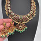 Kempu Peacock CZ Green Beads Rice Pearls Guttapusalu Necklace