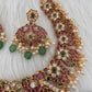 Kempu Peacock CZ Green Beads Rice Pearls Guttapusalu Necklace