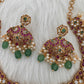 Kempu Peacock CZ Green Beads Rice Pearls Guttapusalu Necklace