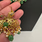 Kempu Peacock CZ Green Beads Rice Pearls Guttapusalu Necklace