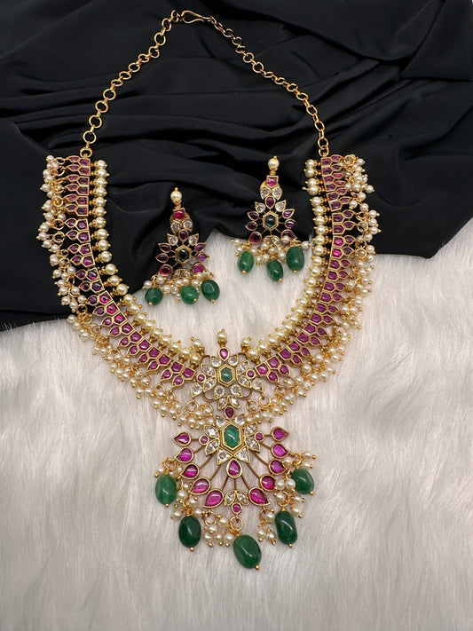 Kempu Short Guttapusallu Necklace