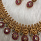 Kempu Goddess Lakshmi Bottu Necklace