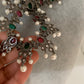 CZ Red Green Stone Pearls Victorian Finish Short Neckalce