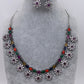 CZ Florets Navratan Stone Chain Victorian Finish Neckalce