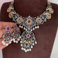 AD Red Stone Floral Pattern Victorian Finish Stiff Neckalce
