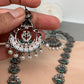 Peacock Pattern Green Stone CZ Long Victorian Finish Neckalce