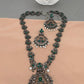 Peacock Pattern Green Stone CZ Long Victorian Finish Neckalce