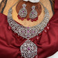 AD Red Stone Red Beads Victorian Finish Stiff Neckline Neckalce
