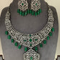 AD Green Stone Green Beads Victorian Finish Stiff Neckline Neckalce