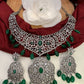 AD Green Stone Green Beads Victorian Finish Stiff Neckline Neckalce