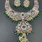 AD Green Stone Green Beads Dual Polish Neckline Necklace