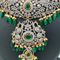 AD Green Stone Green Beads Dual Polish Neckline Necklace