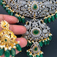 AD Green Stone Green Beads Dual Polish Neckline Necklace
