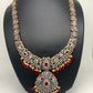 AD Red Stone Red Beads Dual Polish Long Necklace