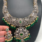AD Green Stone Green Beads Dual Polish Long Necklace