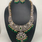 AD Green Stone Green Beads Dual Polish Long Necklace