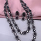 AD Amethyst Purple Stone Victorian Double Line Long Necklace