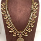 Polki Red Stone Elephant Design Mehndi Polish Long Necklace