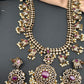 Polki Red Stone Elephant Design Mehndi Polish Long Necklace