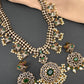 Polki Green Stone Elephant Design Mehndi Polish Long Necklace