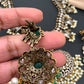 Polki Green Stone Elephant Design Mehndi Polish Long Necklace