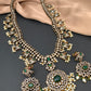 Polki Green Stone Elephant Design Mehndi Polish Long Necklace