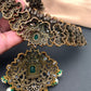 Polki Green Stone Peacock Design Mehndi Polish Long Necklace