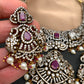 Polki Red Stone Elephant Design Mehndi Polish Short Necklace