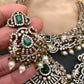 Polki Green Stone Elephant Design Mehndi Polish Short Necklace