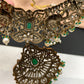 Polki Green Stone Elephant Design Mehndi Polish Short Necklace