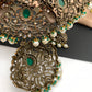 Polki Green Stone Elephant Design Mehndi Polish Short Necklace