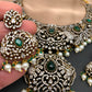 Polki Green Stone Elephant Design Mehndi Polish Short Necklace