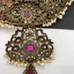 Polki Red Stone Peacock Design Mehndi Polish Short Necklace