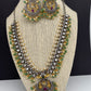 Victorian Finish Kundan and Green Beads Short Necklace