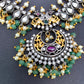 Victorian Finish Kundan and Green Beads Short Necklace