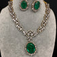 Victorian Finish AD Color Stone Short Necklace - Green
