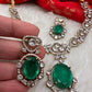 Victorian Finish AD Color Stone Short Necklace - Green