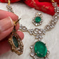 Victorian Finish AD Color Stone Short Necklace - Green