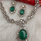 Victorian Finish AD Color Stone Short Necklace - Green