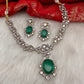 Victorian Finish AD Color Stone Short Necklace - Green