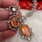 Victorian Finish AD Color Stone Short Necklace - PeachPuff