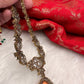 Victorian Finish AD Color Stone Short Necklace - PeachPuff