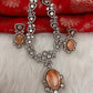 Victorian Finish AD Color Stone Short Necklace - PeachPuff